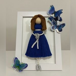Handmade macrame doll frame